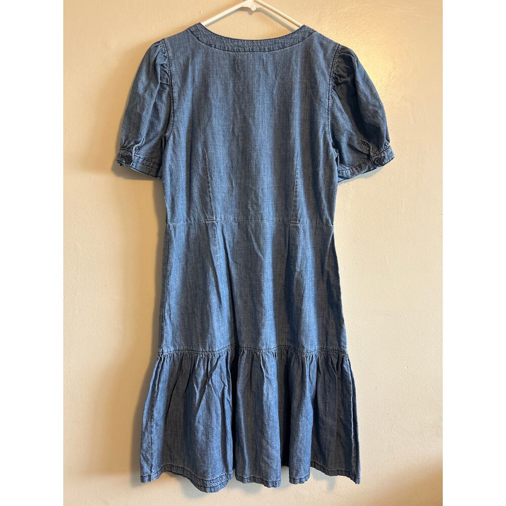 Rachel Parcell Denim Button Front Dress Puff Sleeve Ruffle Hem M - Picture 5 of 9